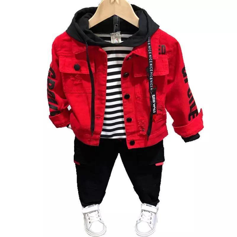 3pcs Children Boys Denims Jacket Cost Pant Hooded Clothes Bump baby and beyond
