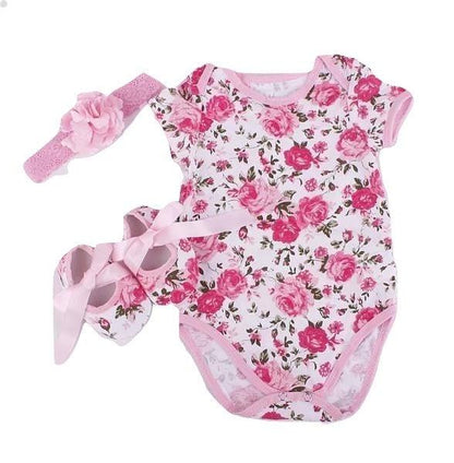 3pcs of Baby Girls Romper Tops Shoe Hairband Outfits Bump baby and beyond