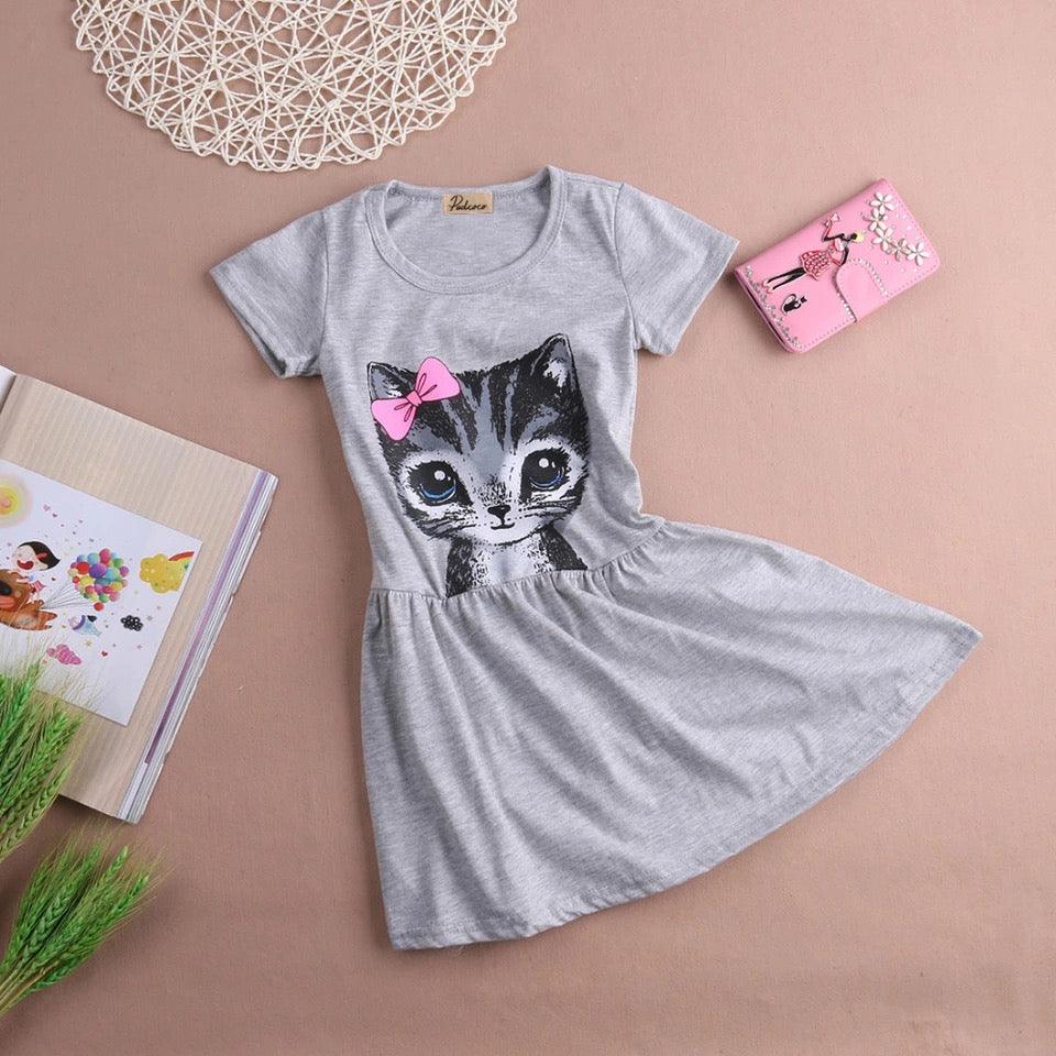 Adorable Beautiful Girl Dress Cat Print Clothes Bump baby and beyond
