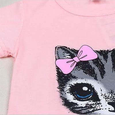 Adorable Beautiful Girl Dress Cat Print Clothes Bump baby and beyond