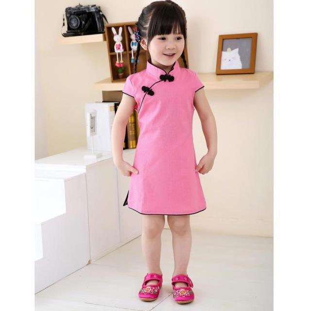 Adorable Girls Short Sleeve Qipao Dress Clothes Bump baby and beyond