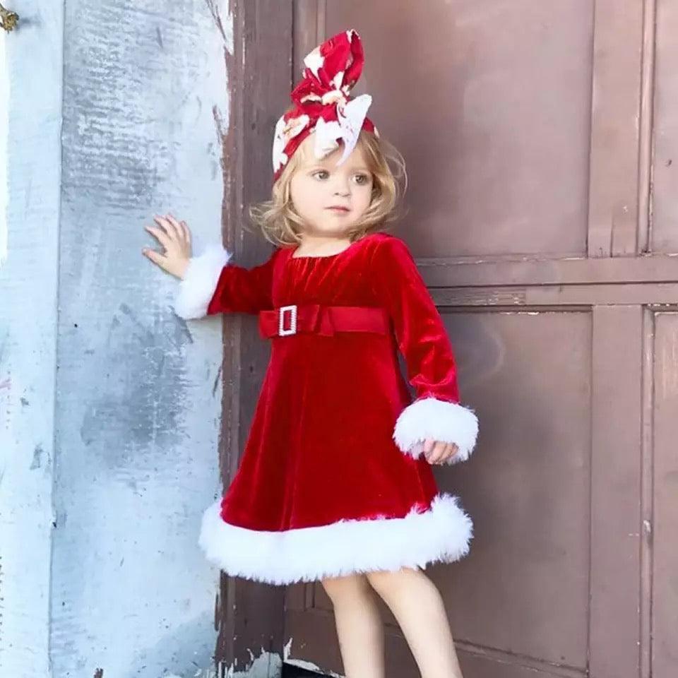 Adorable Princess Red Christmas Flannel Dress Bump baby and beyond