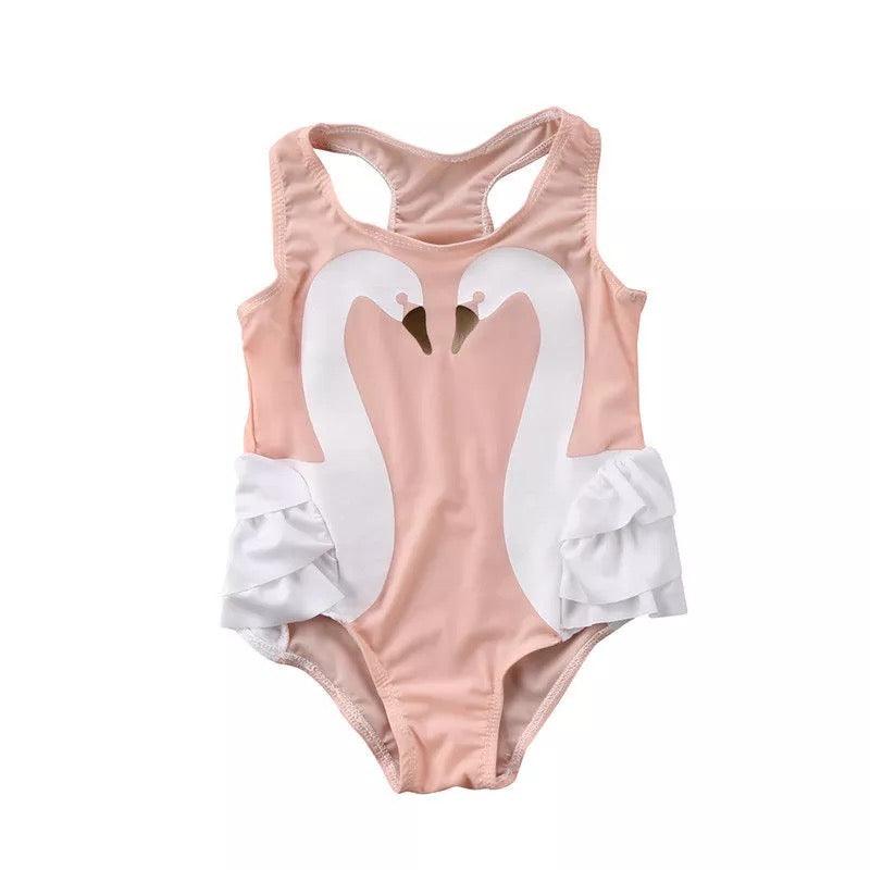 Adorable Toddler Girls Swan Swimsuit Clothes Bump baby and beyond