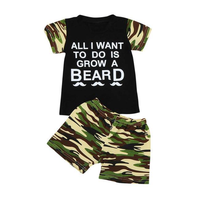 Baby Boy T-Shirt Grow A Beard Camouflage Short Bump baby and beyond