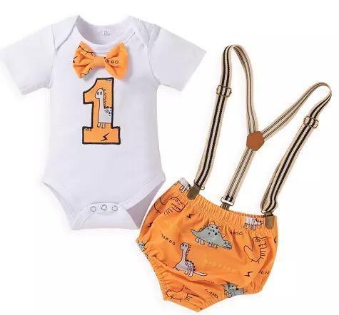 Baby First Birthday Short Sleeve Suspender Shorts Bump baby and beyond