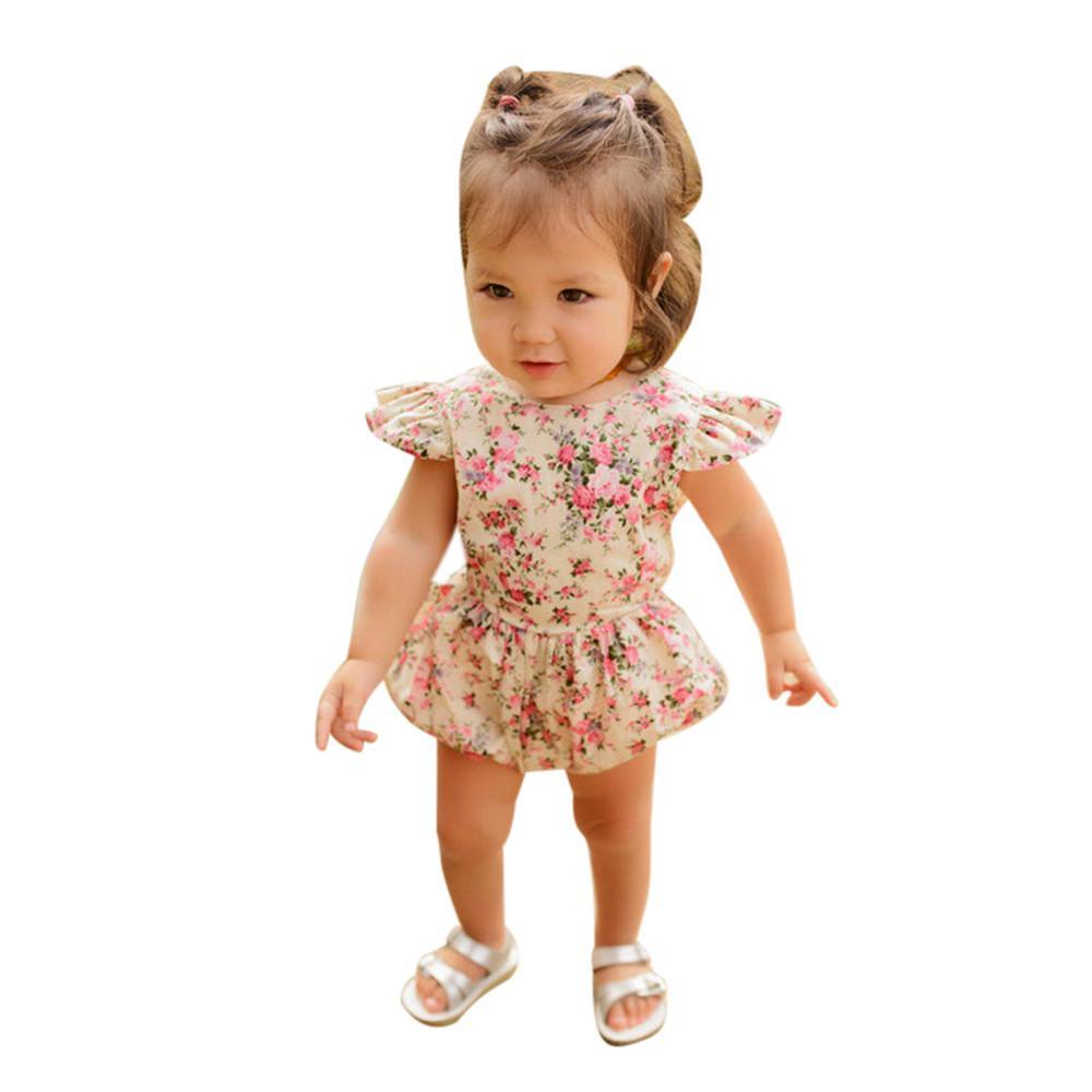 Baby Girl Flower Floral Ruffle Jumpsuit Bump baby and beyond