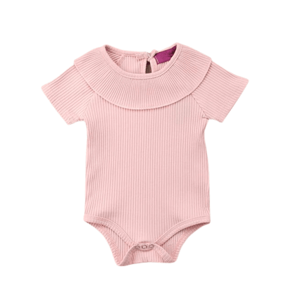Baby Girl Ribbed Solid Collar Romper Jumpsuit Bump baby and beyond