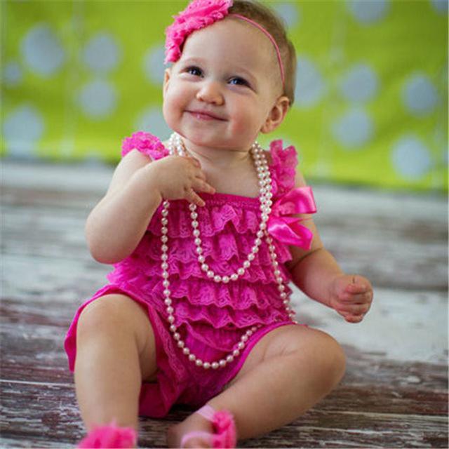 Baby Girl Ruffled Lace Romper Jumpsuit Clothes Bump baby and beyond