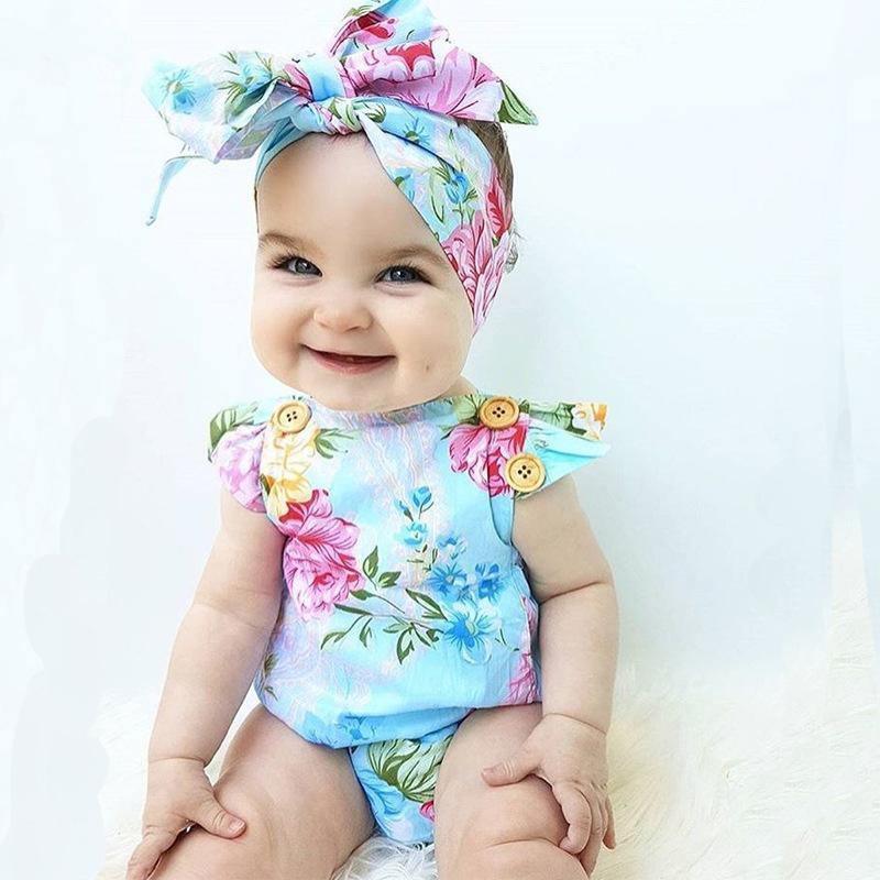 Baby Girls Bodysuit Flower Headband Outfit Bump baby and beyond