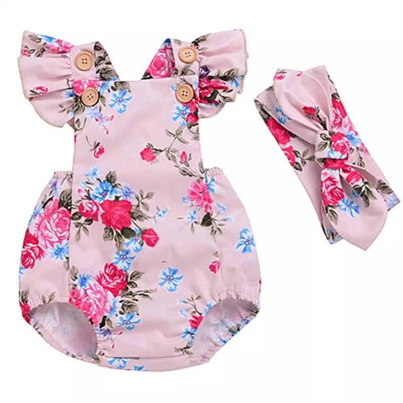 Baby Girls Bodysuit Flower Headband Outfit Bump baby and beyond