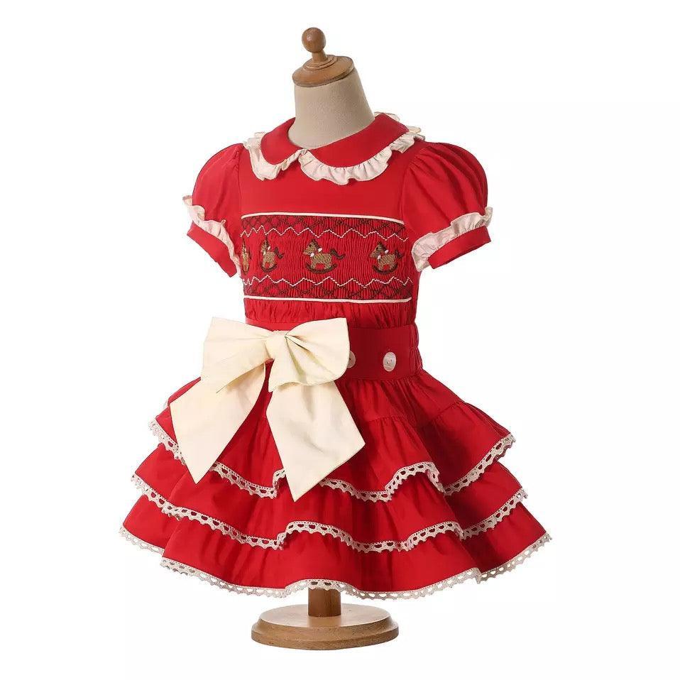 Baby Girls Christmas Red Smocked Dress Bump baby and beyond