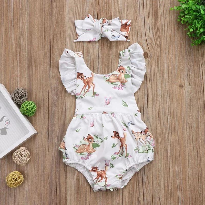 Baby Girls Deer Romper Headband Clothes Bump baby and beyond