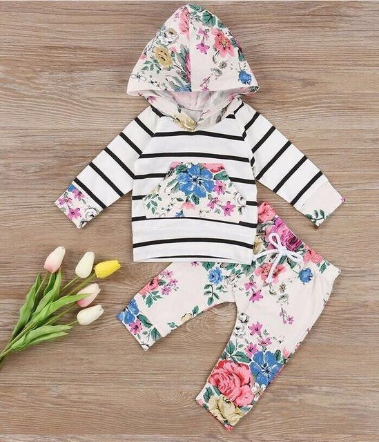 Baby Girls Hoodie Sets Tops Flower Pant Bump baby and beyond