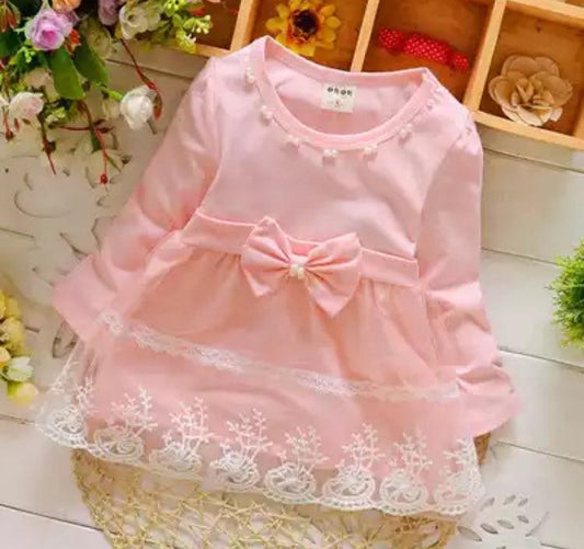 Baby Girls Long Sleeve Lace Bow Birthday Dress Bump baby and beyond