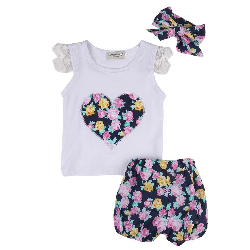 Baby Girls Toddler Floral Tops Bloomer Headband Outfit Bump baby and beyond