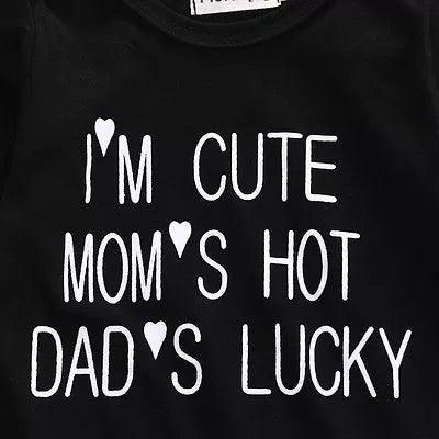Baby I'm Cute Mom's Hot Dad's Lucky Romper Bump baby and beyond
