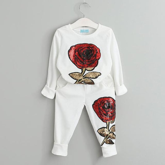 Beautiful Girls Rose Floral Embroidered Outfit Bump baby and beyond