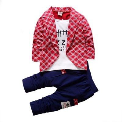 Boys Formal Attire Plaid Hoodie Suit Sets Bump baby and beyond