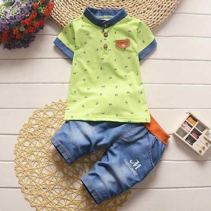 Casual Boys Sets Short Sleeve Denim Jeans Bump baby and beyond