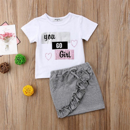 Complete Set Kid Baby You Go Girl Tops Skirt Clothes Bump baby and beyond