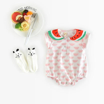 Cute Baby Girls Print Melon Collar Bodysuit Bump baby and beyond