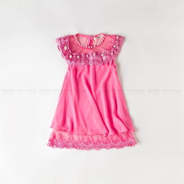 Cute Girls Dress Chiffon Lace Pearl Clothes Bump baby and beyond