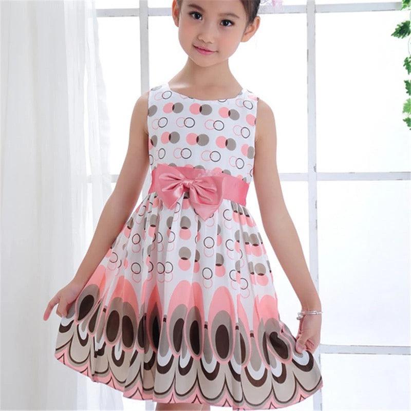 Cute Printed Girls Bow Peacock Party Dress Bump baby and beyond