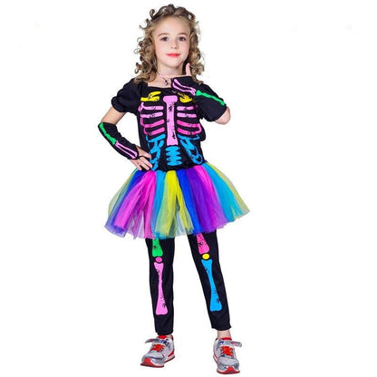 Girls Colorful Skeleton Party Dress Halloween Costume Bump baby and beyond