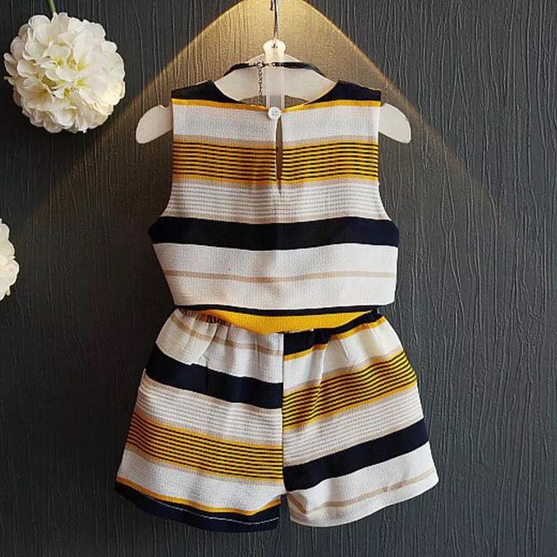 Girls Striped Sleeveless Blouse Tops Short Pants Bump baby and beyond