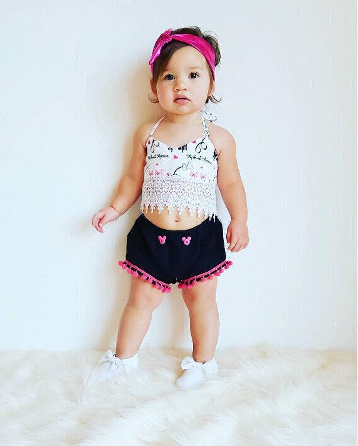 Girls Summer Backless Top Short Outfit Bump baby and beyond