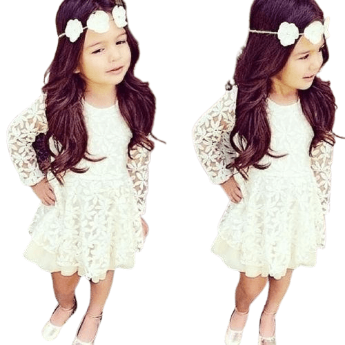 Kids Baby Girls Flower White Lace Dress Bump baby and beyond