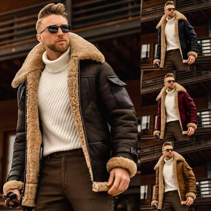 Men Winter Fur Collar Leather Jacket Bump baby and beyond