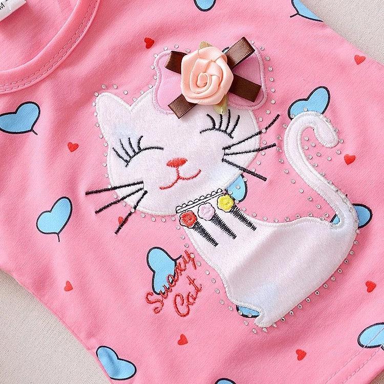 Newborn Girls Cat T Shirt Tops Short Sets Suit Clothes Bump baby and beyond