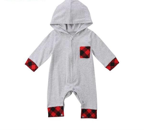 Newborn Unisex Hooded Zipper Jumpsuit Clothes Bump baby and beyond