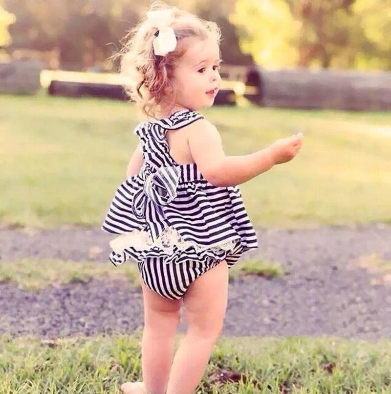 Summer Baby Girl Backless Stripe Romper Bump baby and beyond
