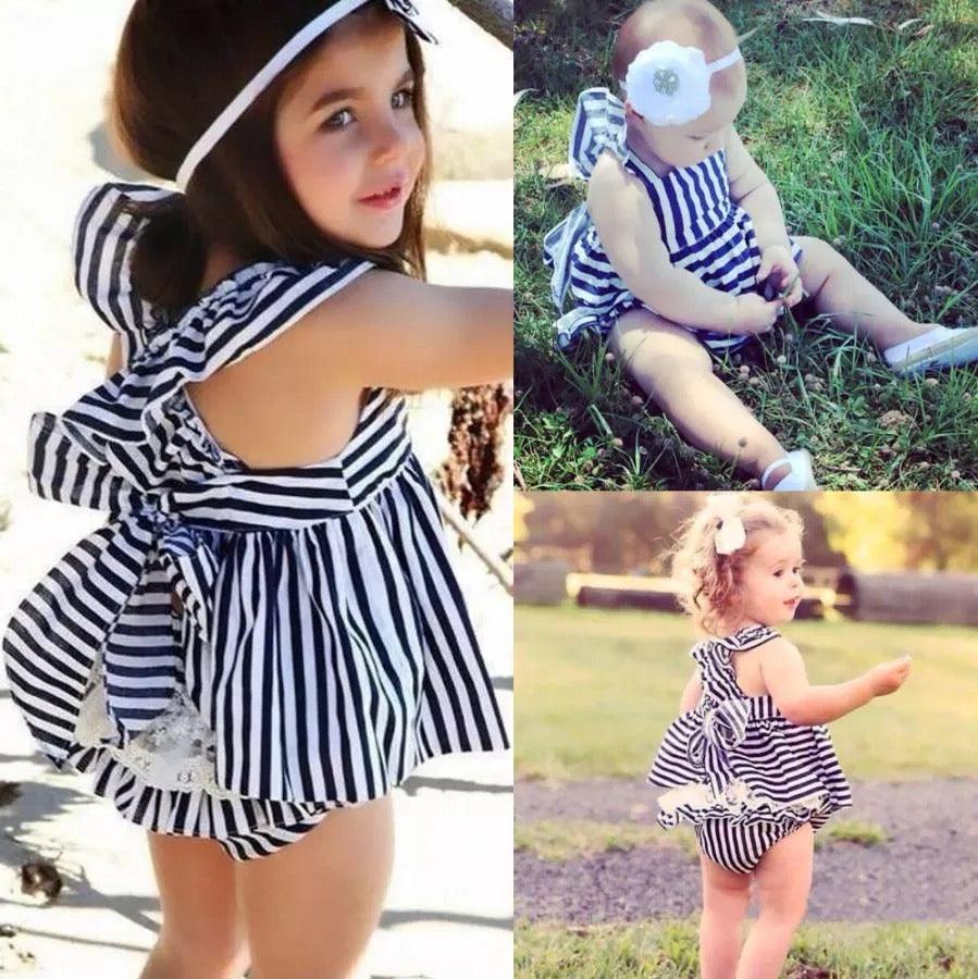 Summer Baby Girl Backless Stripe Romper Bump baby and beyond
