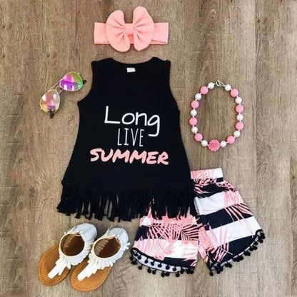 Summer Girls Sleeveless Tops Pants Outfit Sets Clothes Bump baby and beyond