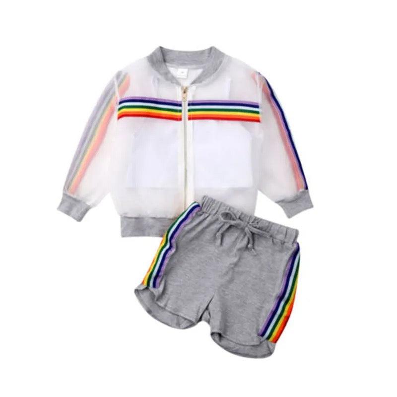 Summer Striped Girls Colorful Mesh Coat Outfit Bump baby and beyond