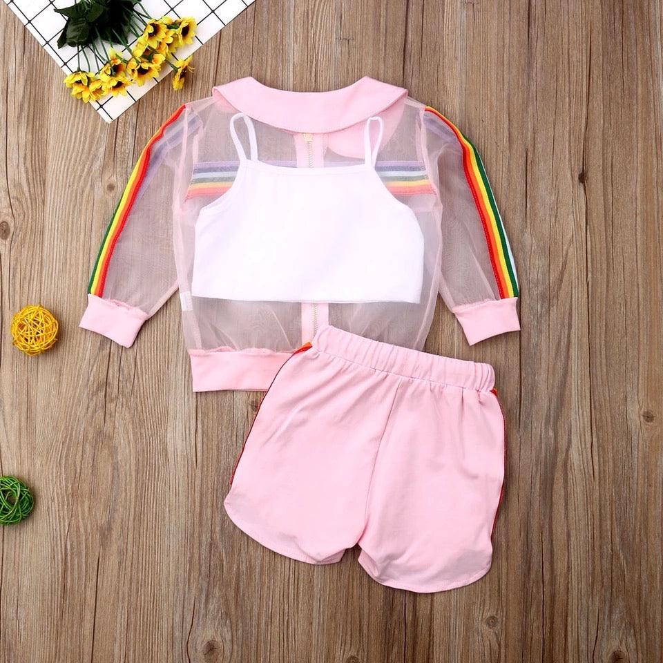 Summer Striped Girls Colorful Mesh Coat Outfit Bump baby and beyond