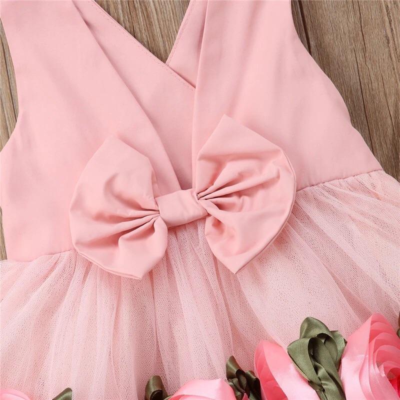 Toddler Baby Girls Flower V Neck Tulle Bow Dress Bump baby and beyond