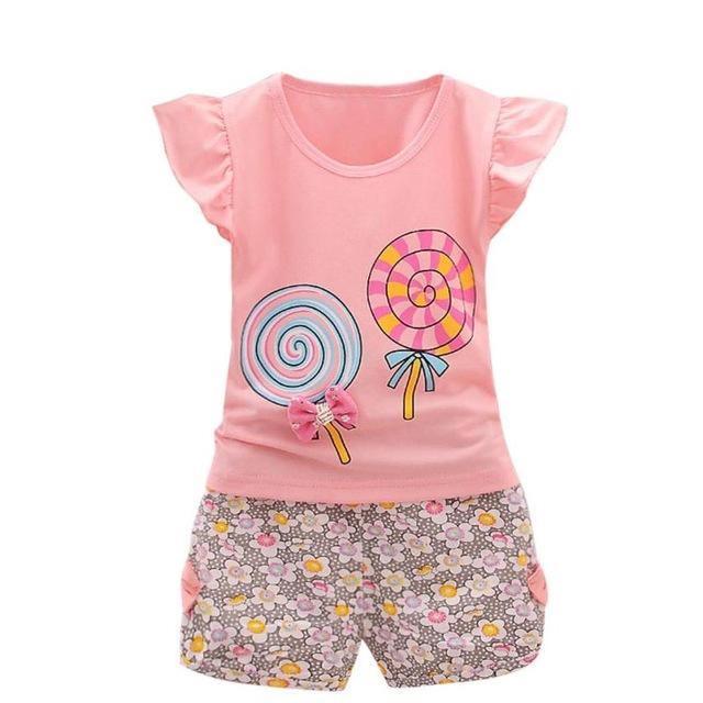 Toddler Baby Girls Lollipop Tops Short Outfit Bump baby and beyond
