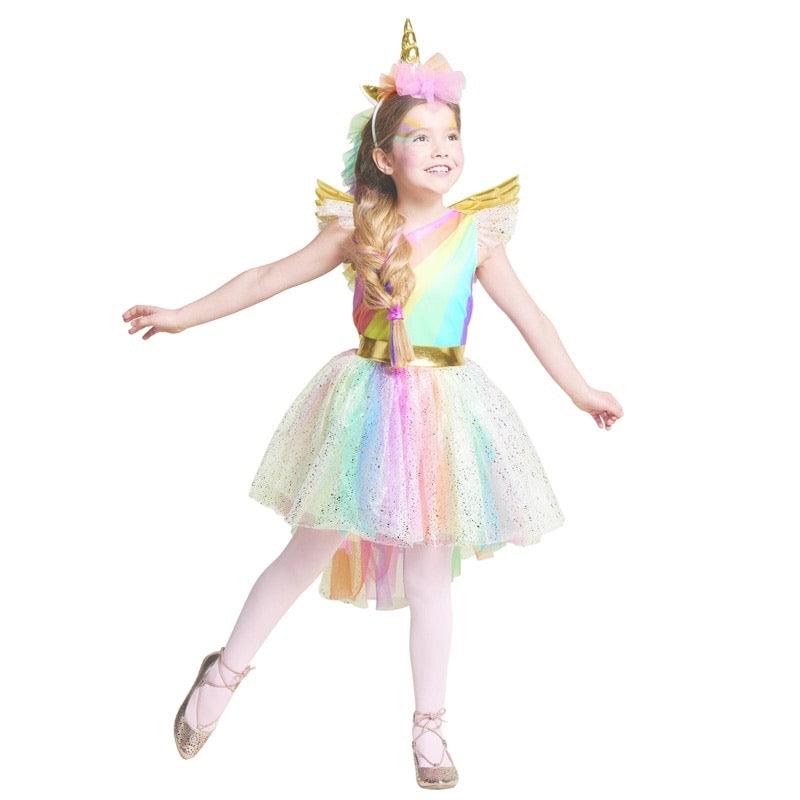 Toddler Girls Rainbow Unicorn Horn Party Dress Bump baby and beyond