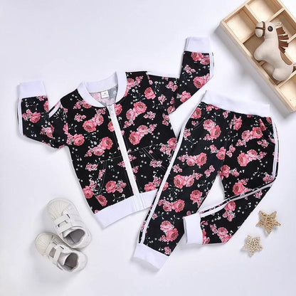 Toddler Girls Sweatshirt Floral Tracksuit Outfit Bump baby and beyond