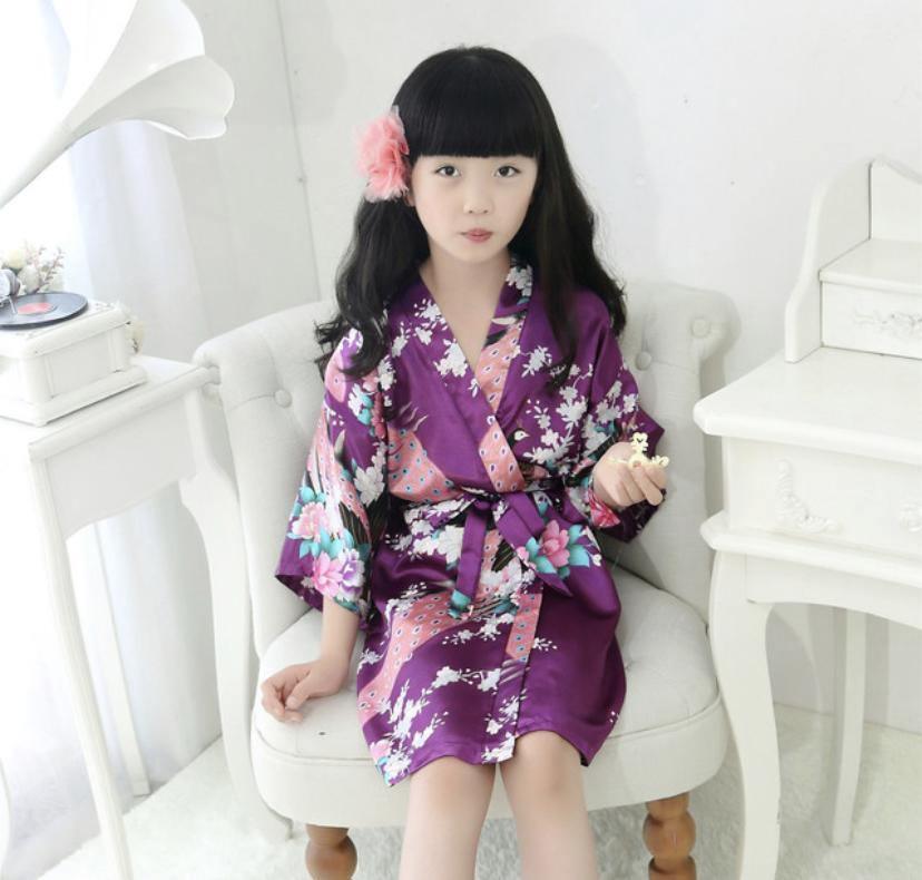 Traditional Japanese Silk Peacock Kimono Pajamas Sleepwear Bump baby and beyond