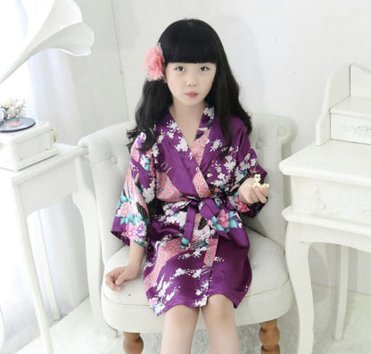 Traditional Japanese Silk Peacock Kimono Pajamas Sleepwear Bump baby and beyond